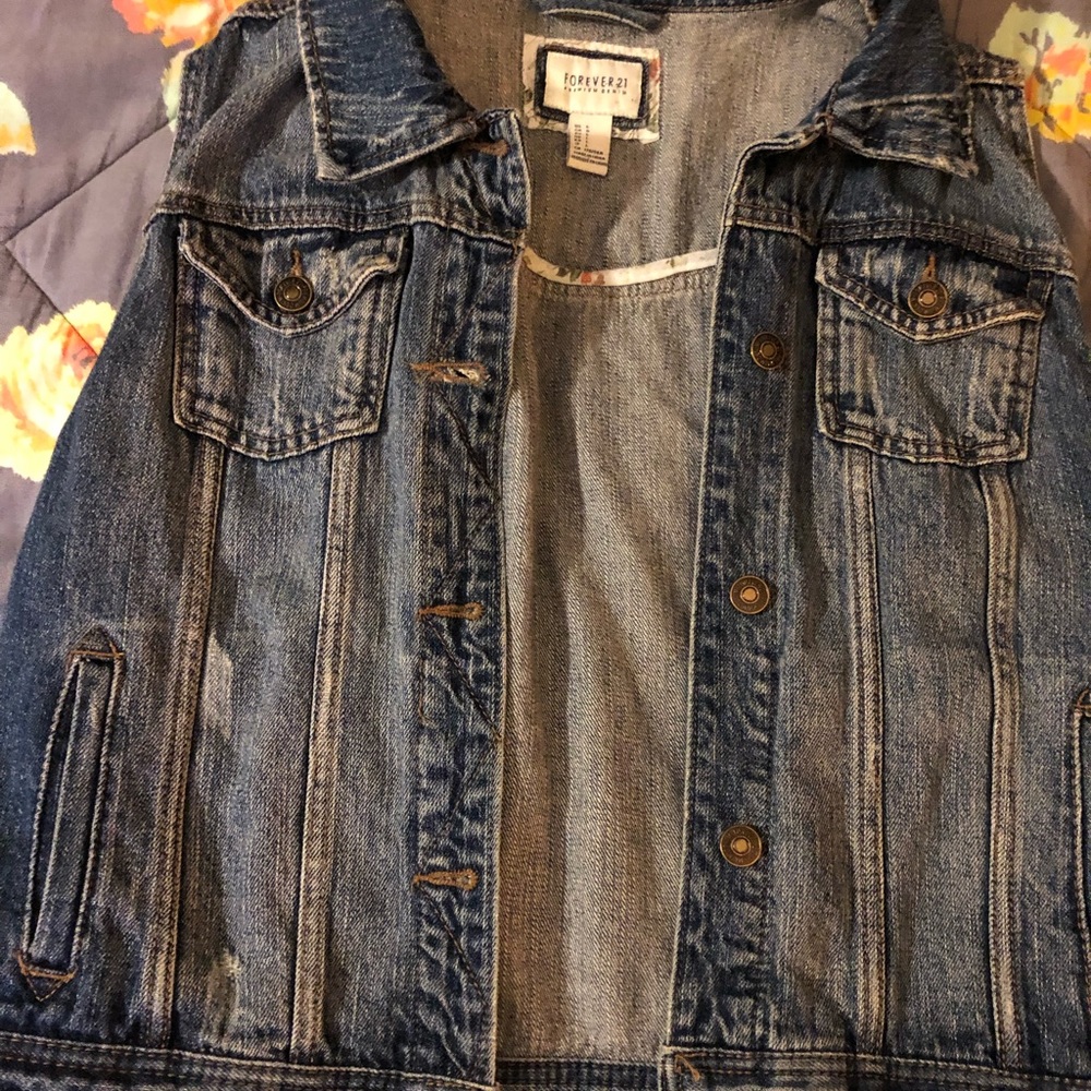 Sleeveless jean jacket vest